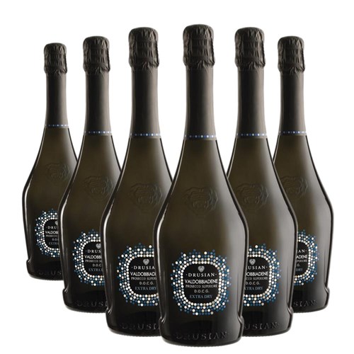 Buy a Case of 6 Bottles of Drusian Valdobbiadene Prosecco Superiore D.O.C.G. Extra Dry 75cl - Securely Packaged and Delivered Together